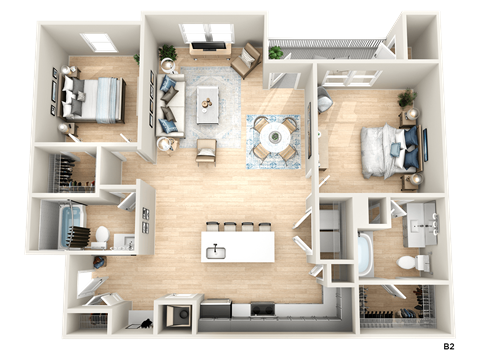 a 3d drawing of a floor plan of a house