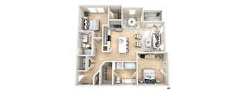 a 3d drawing of a floor plan of a house