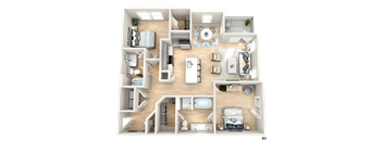 a 3d drawing of a floor plan of a house