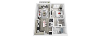 a floor plan of a 1 bedroom apartment at Altis Grand Central, Tampa Florida