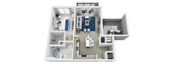 a floor plan of a two bedroom apartment with a bathroom and a balcony at Altis Grand Central, Tampa, 33606
