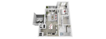 a floor plan of a 1 bedroom apartment at Altis Grand Central, Tampa Florida