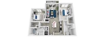 a floor plan of a two bedroom apartment with a bathroom and a balcony at Altis Grand Central, Florida, 33606
