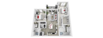 a 3d floor plan of a apartments at Altis Grand Central, Tampa, 33606
