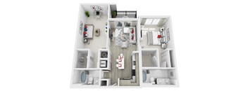 a floor plan of a two bedroom apartment with a bathroom and a balcony at Altis Grand Central, Tampa, 33606