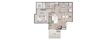 a floor plan of a home with a bedroom and a living room