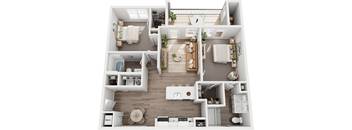 Hudson apartment layout with two bedrooms, living room, and a balcony in West Knoxville, TN View