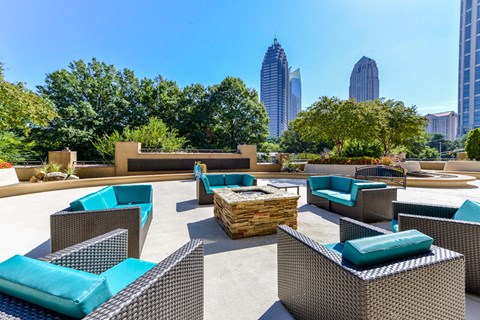 Arts Center fire pit and lounge.