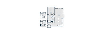 A floor plan of a living space with a bedroom and a bathroom.