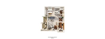 A 906 square foot one bedroom apartment with a bath.