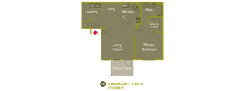 768 Square-Foot A1 Floor Plan at Woodland Trail, LaGrange, GA, 30241