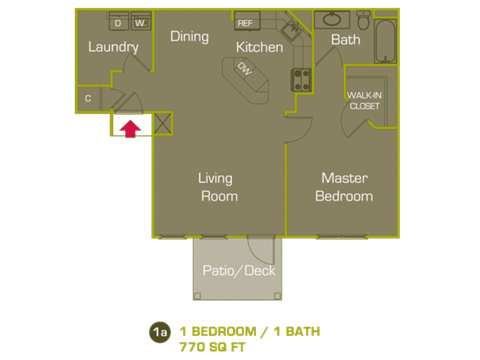 768 Square-Foot A1 Floor Plan at Woodland Trail, LaGrange, GA, 30241