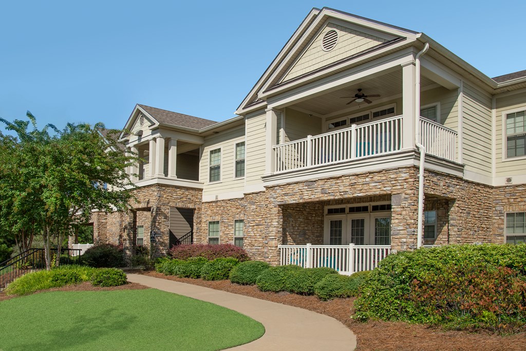 a house with a walkway in front of it