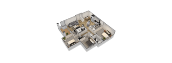 a floor plan of a house with a bedroom and a living room