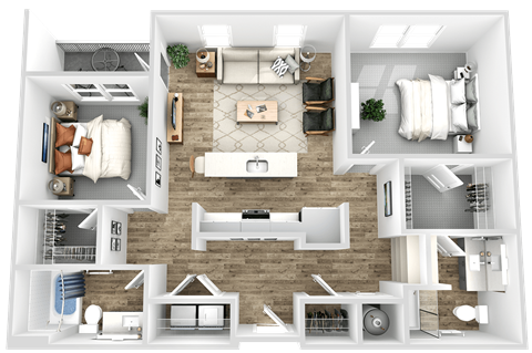 a floor plan of a house with bedrooms and a living room