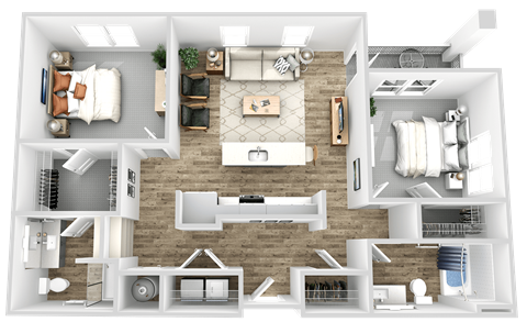 a floor plan of a house with a bedroom and a living room