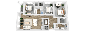 a floor plan of a house with bedrooms and a living room