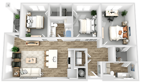 a floor plan of a house with bedrooms and a living room