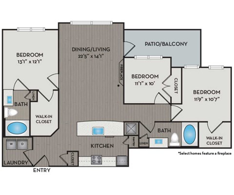 A floor plan of a house with a laundry area and a kitchen.