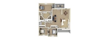 a furnished apartment with a bedroom and living room