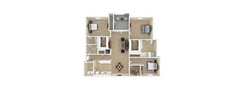 a furnished apartment with a bedroom and living room