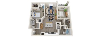 a 1 bedroom floor plan with a bathroom and a living room