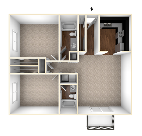 1051 Square-Feet HERITAGE Floor Plan at District at Vinings, Atlanta