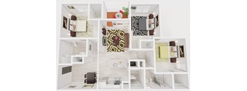 a rendering of a 3d floor plan of a house