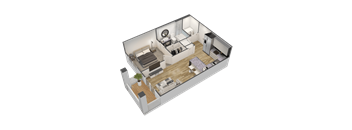 a floor plan of a home with a bedroom and a living room