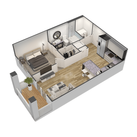a floor plan of a home with a bedroom and a living room