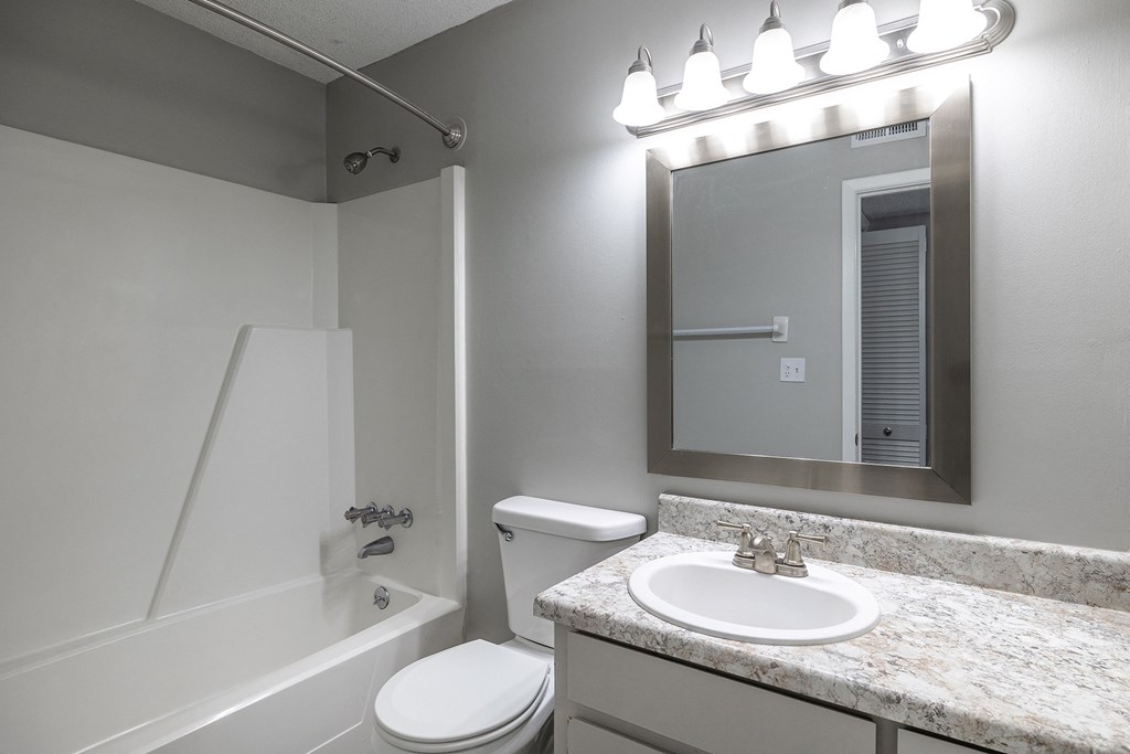 a bathroom with a sink toilet and bathtub