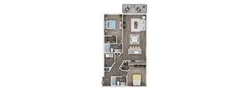 A floor plan of a house with labeled rooms such as Bedroom, Bath, Kitchen, and Dining area.