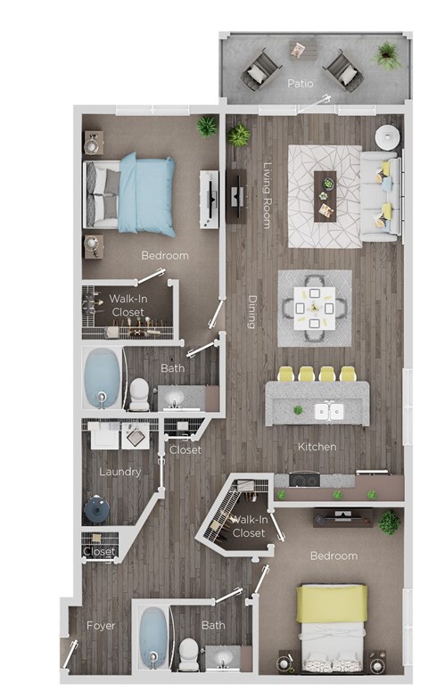 A floor plan of a house with labeled rooms such as Bedroom, Bath, Kitchen, and Dining area.