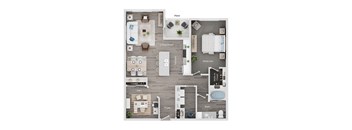 A floor plan of a house showing a living room, kitchen, dining room, den, and bathroom.