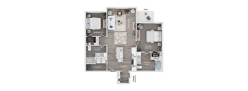 A floor plan of a house with labeled rooms such as Bedroom #2, Bath #2, Kitchen, and Patio.