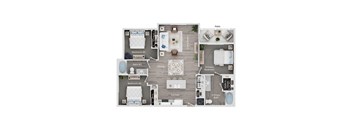 A floor plan of a house showing the layout of the rooms.