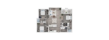 A floor plan of a house showing the layout of the rooms.