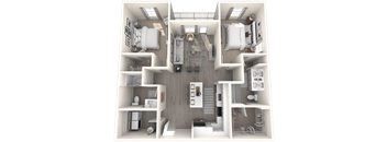 a 3d floor plan of a room with a bedroom and a bathroom