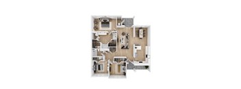 a floor plan of a house with a bedroom and a living room