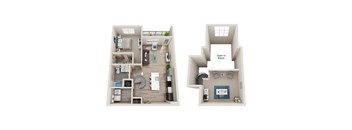 a floor plan of a house with a bedroom and a living room