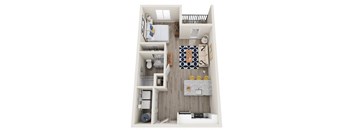 a 2 bedroom floor plan with a bathroom and a living room
