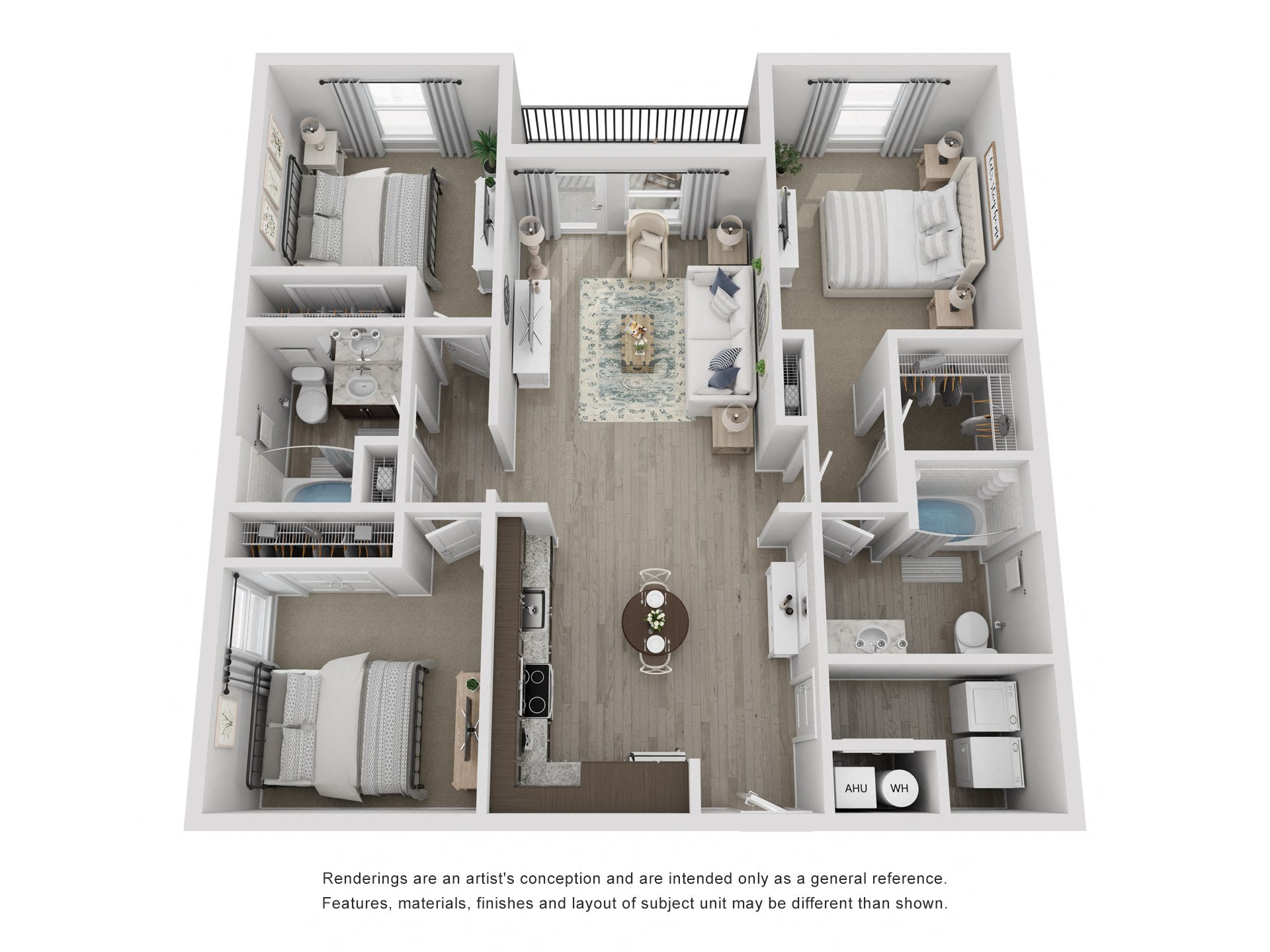 A floor plan of a house with a living room, kitchen, and two bedrooms.