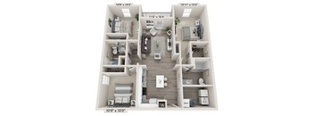 A 10'9" x 10'0" floor plan of a two-bedroom apartment.