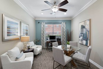 Living Room With Ceiling Fan at Orion McKinney, McKinney, TX, 75070 - Photo Gallery 7