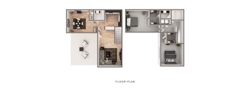 A floor plan of a house with three bedrooms, a living room, a kitchen, and a bathroom.
