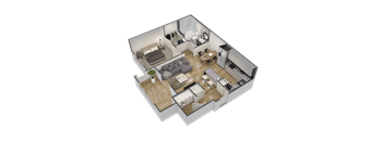 a 3d floor plan of a house with a living room
