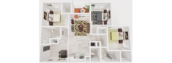 a rendering of a 3d floor plan of a house