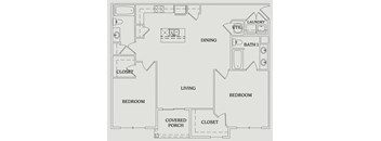 a floor plan of a house with a bedroom and a living room