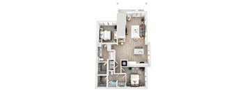 a 1 bedroom floorplan of a 3 bedroom192 sqft apartment