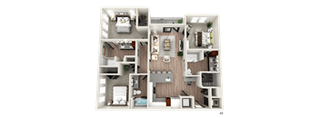 a floor plan of a bedroom with a bathroom and a living room